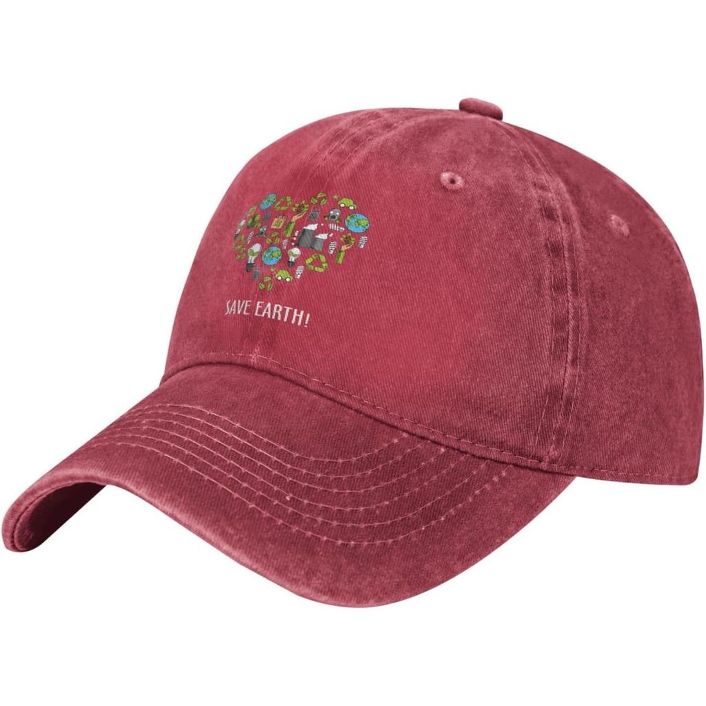 Save Earth Graphic Washed Baseball Cap EnvironUnisextal Heart Print Adjustable Cotton Dad Hat for Unisex