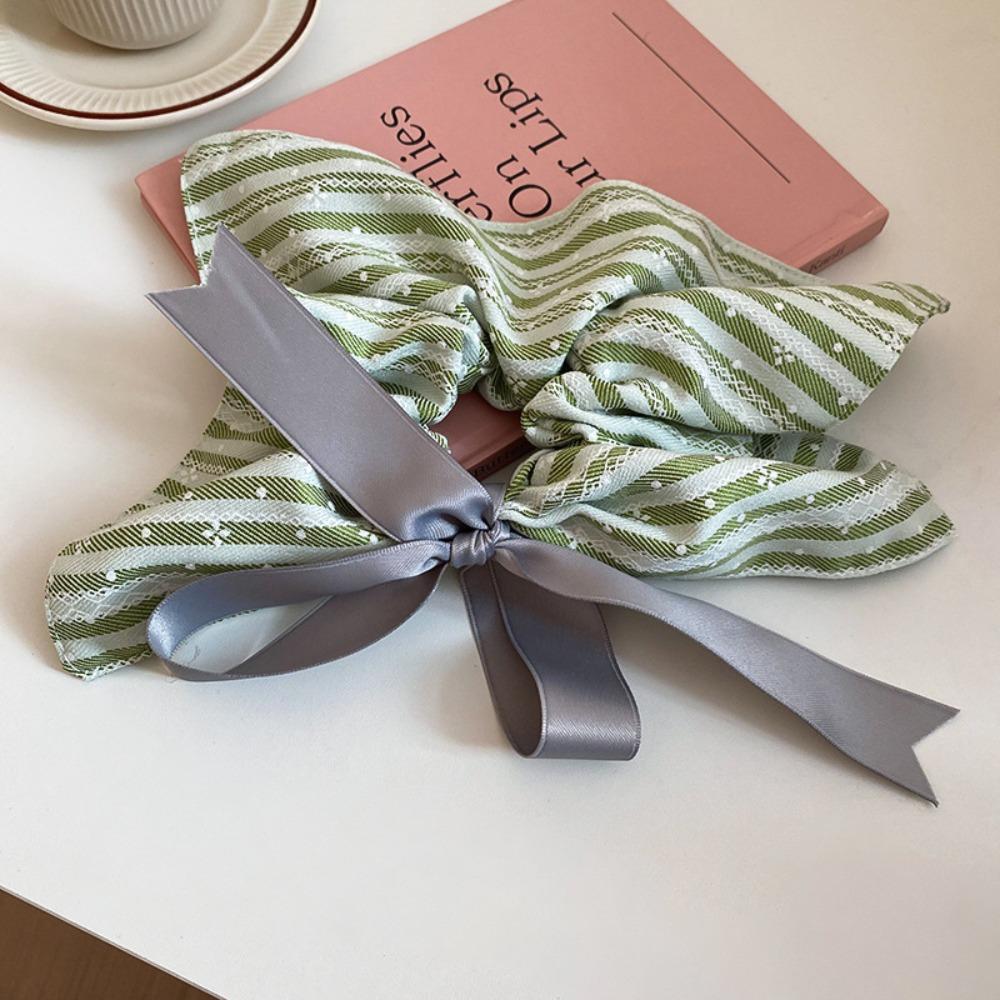 Elastic Plaid Silk Ribbon Scrunchies Korean Style Large Intestine Hair Ring  Girls