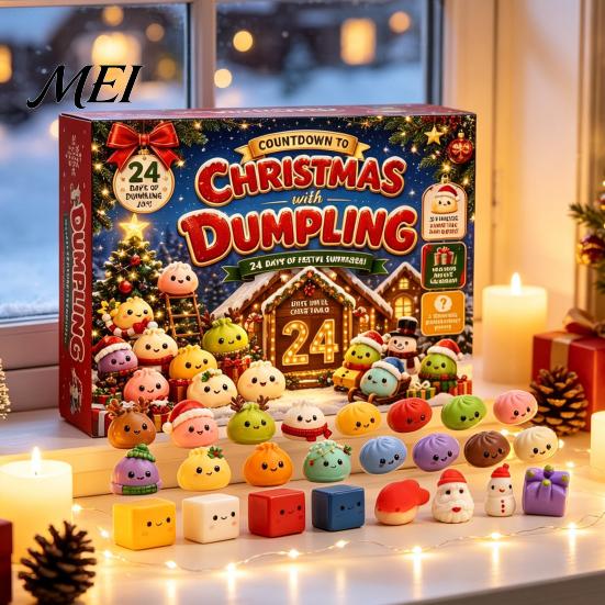 Collectible Mini Plushies Christmas Squeezy Toy Advent Calendar 2026, 24 Days Dumpling Toys Countdown Cute Animal Soft Calendar, Decor Jumbo