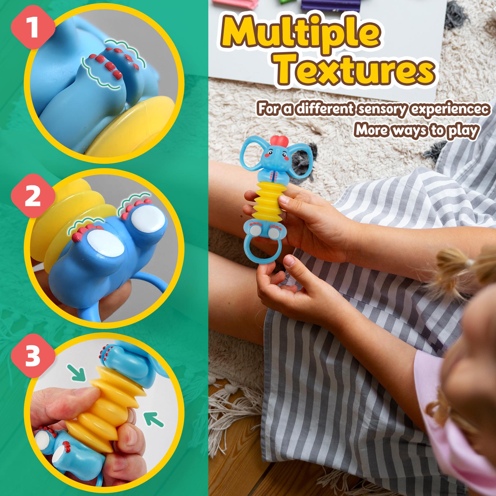 Ooulnee Finger Puppet Fidget Sensory Toys Ollie Cute Kawai Elephant Pop Tube — фото 5