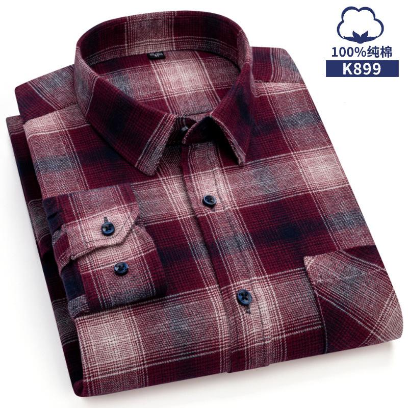 Spring, Autumn and Winter Flannel Shirt Long Sleeve Cotton Fashion Plaid Casual Soft Standard Fit Men's Shirt 5XL 6XL