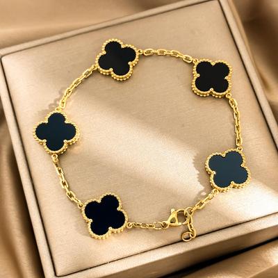 15mm Titanstahl Kleeblatt Armband Hohe Qualität Fünf-Blüten Armband 18K Nicht verblassendes Damenarmband