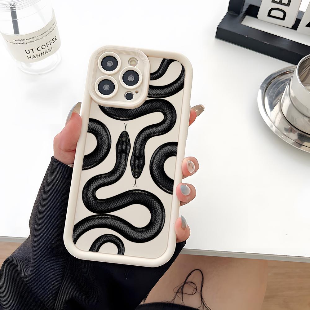 

Phone Case Soft Matte Candy For IPhone 17 16 15 14 Pro Max Plus 13 12 11 Transparent Bumper Cover New Black Snake iPhone 15 Pro Max