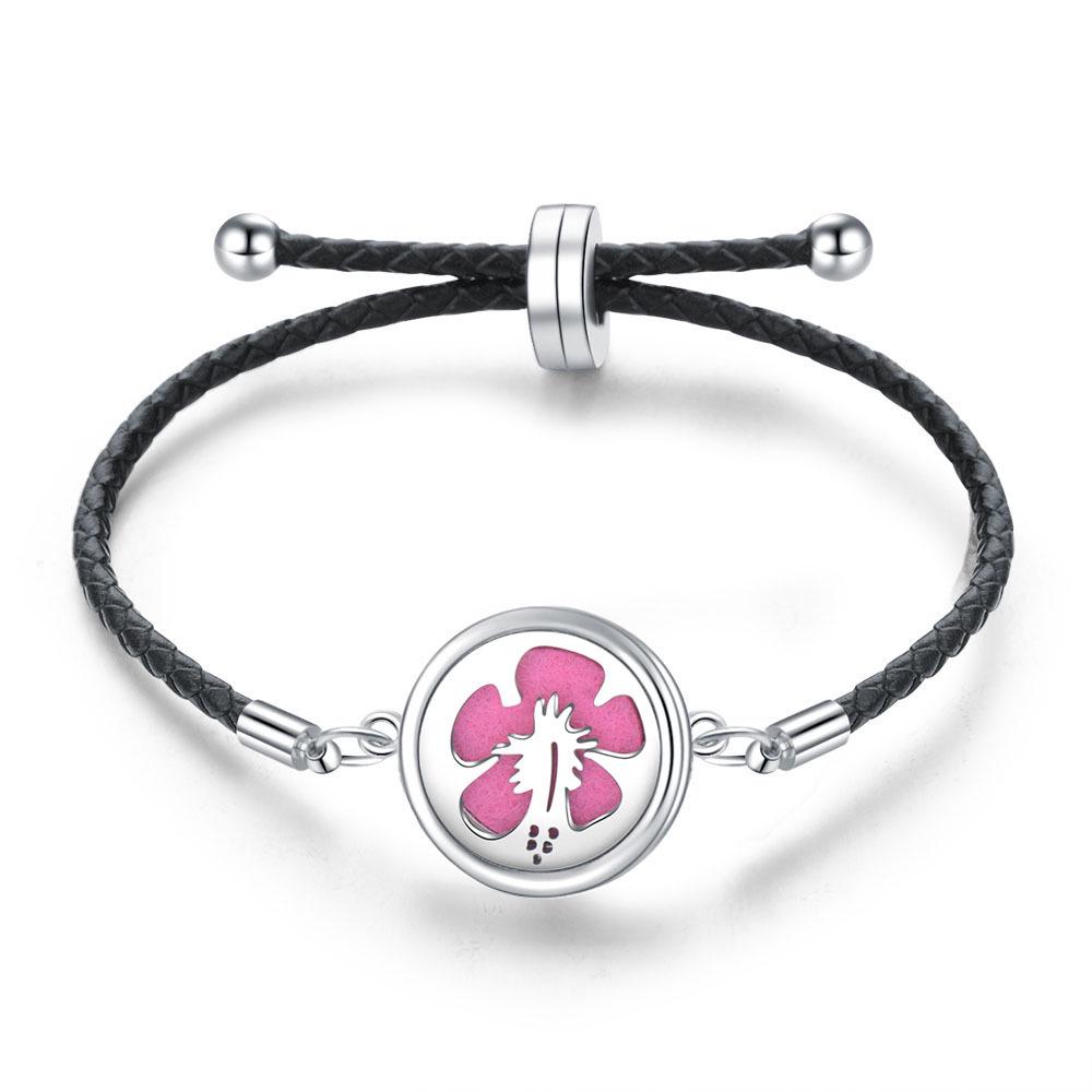 Women's Adjustable Braided Leather Aroma Diffuser Tree of Life Bracelet