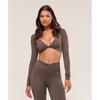 Twist Front Long Sleeve Crop Top Walnut Brown B5b4s Nccz
