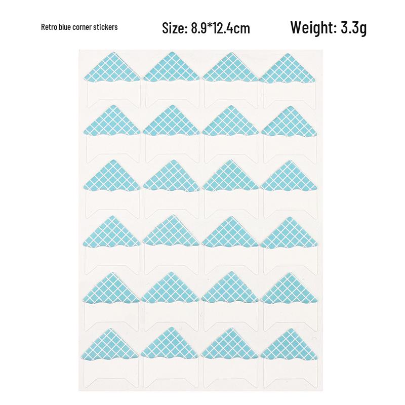24 Retro Plaid & Stripe Photo Corner Stickers for DIY Albums & Cards - 4 Colors