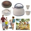 1.5L Silicone Kettle with Handle Outdoor Collapsible Kettle Stainless Steel Bottom Camping Cook Pot for Hiking Backpacking