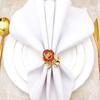 6pcs/lot Valentine's Day Rose Flower Napkin Ring Golden Napkin Button Alloy Napkin Ring Table Desktop Decoration