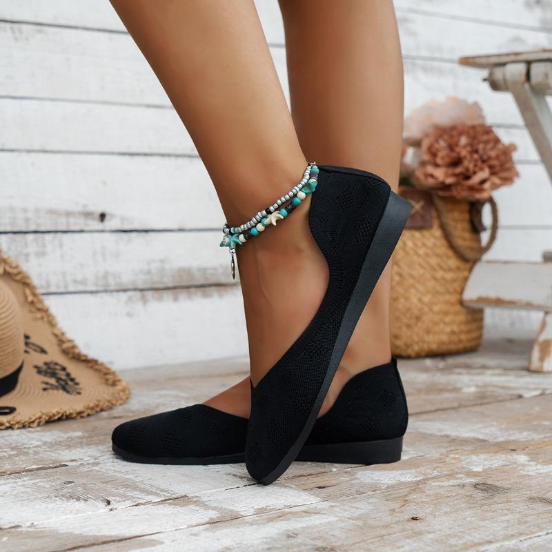 Summer New European and American Foreign Trade Large Size Round Head Flat Sole Single Shoes Women's Shallow Mouth Doudou Shoes Casual Shoes