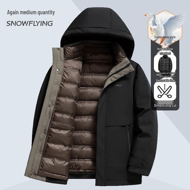 Xuezhongfei Men s 90% Goose Down Detachable Hooded Winter Jacket 2XL
