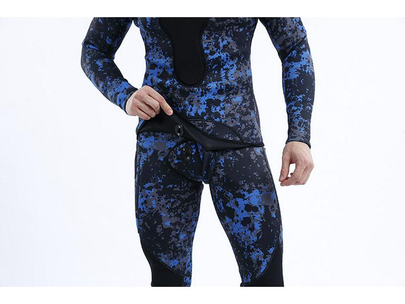3mm Camouflage Two-Piece Wetsuit with Hood for Diving, Spearfishing, Freediving, and Snorkeling