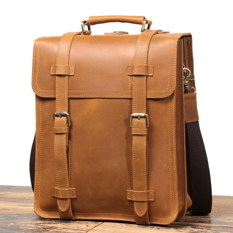 

European American Retro Crazy Horse Leather Men s Backpack Wearable Suitcase Multifunctional Large Capacity Computer Bag