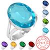 Anello in Argento Sterling 925 Donna Pietra Preziosa Gioielli Fatti a Mano Regalo di Compleanno Ametista Zaffiro Topazio Citrino Smeraldo Granato Iolite Peridoto Rubino Pietra di Nascita