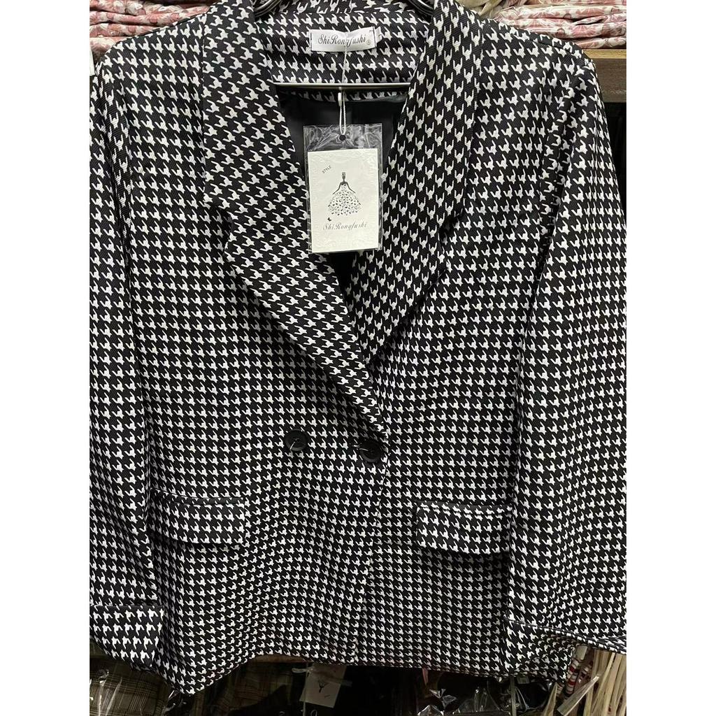 Ruitjes Kostuumjasje Dames Los Lente en Herfst Retro Klein Kostuum Top