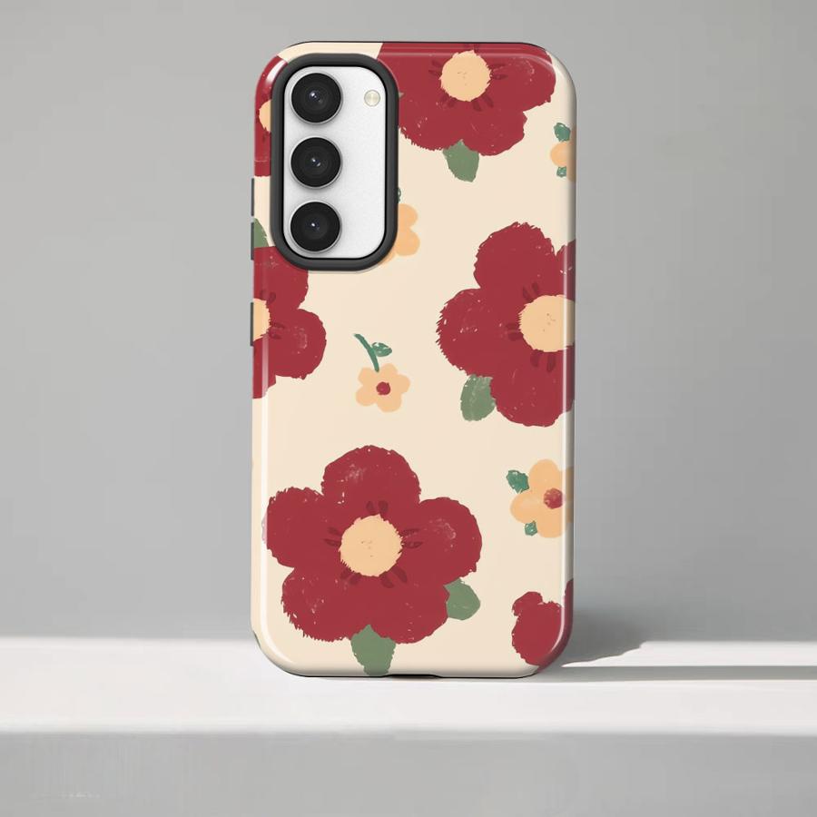 Phone Case for Samsung Galaxy S25 A56 S23Ultra S24 Ultra S23 A36 A26 S25Ultra S20 FE A16 Soft Cover Capa Beautiful Red Flower