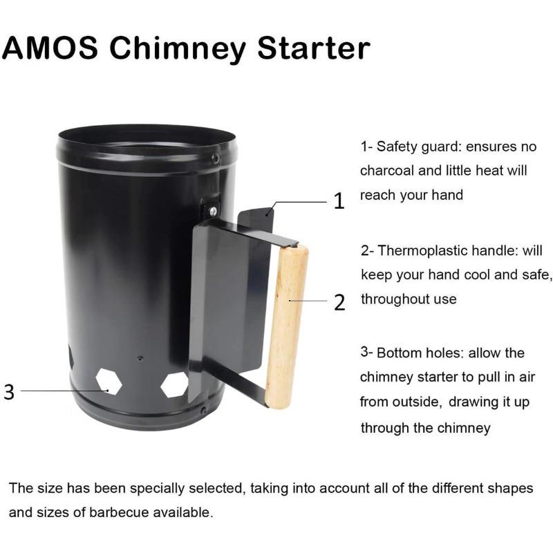 Heavy Duty Charcoal Chimney Starter, Charcoal Grill and Barbecues Chimney Starters with Quick Release Trigger, BBQ Grill Tools