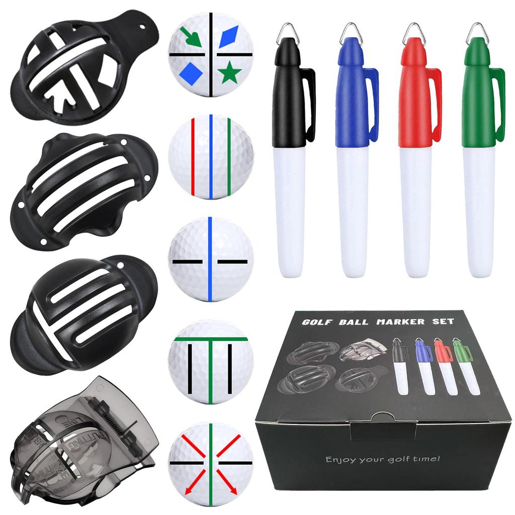 Multi-Pattern Golf Ball Marking Set with Pen