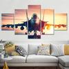 5 Pieces Home Decoration Poster Painting Jet Fighter Wallpaper Interior Artwork For Living Room Modular Picture Print Framework