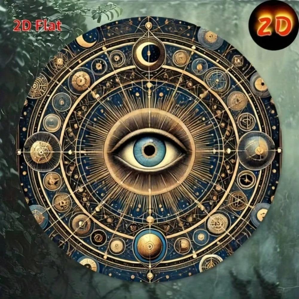 Blau-Goldener Kreisförmiger Metall-Wandkunst-Schild mit Bösem Blick für Haus, Café, Bar-Dekor, Geschenk