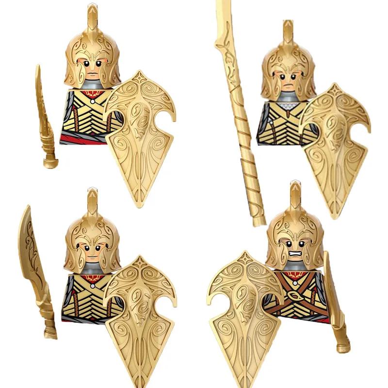 MOC Středověcí rytíři Orkové Stavební kostky Figurky Hračka Vojáci Stráž Zbraně Luky Šípy Štít Brnění Vlajky Pochodně T016