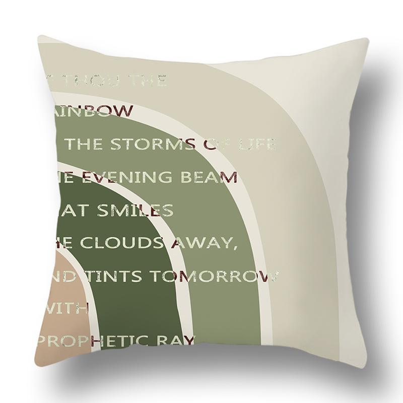 Nordic Abstract Green Geometric Pillowcase Flower Print Home Petal Velvet Pillow Cushion Cover