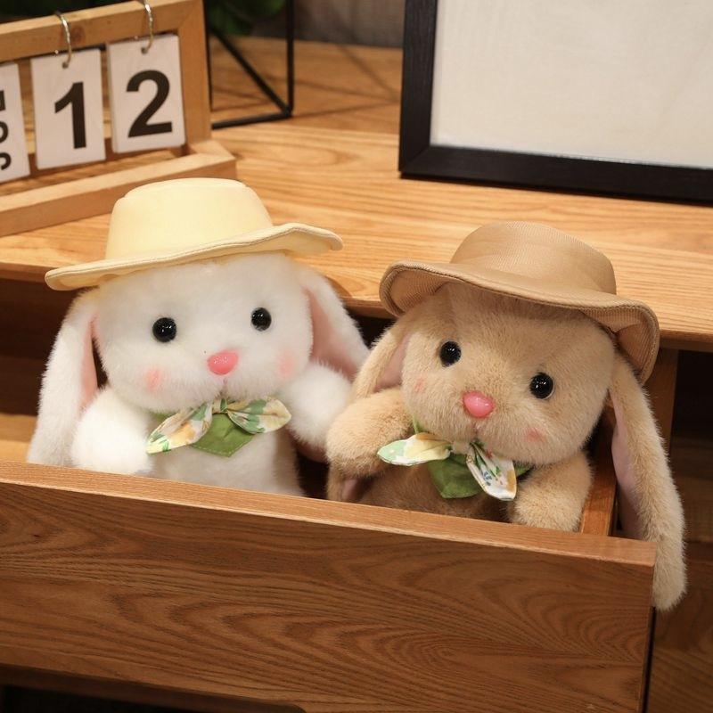 Adorable Pudding Bunny Plush Doll with Hat and Scarf