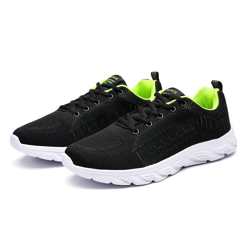 Men's Black Breathable Mesh Running Shoes with Air Cushion and Shock Absorption, Soft Sole, Large Size.