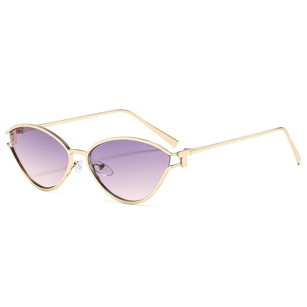 Stylish Metal Hinge Full Frame Triangle Sunglasses with Hollowed-out Design for Travel