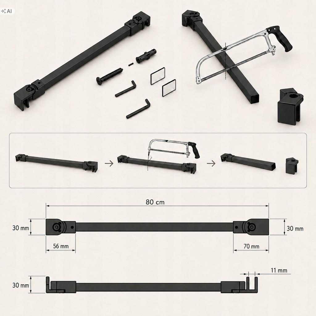 Stabilizer Top Bracket For Shower Cabin Wall 80 Matte Black