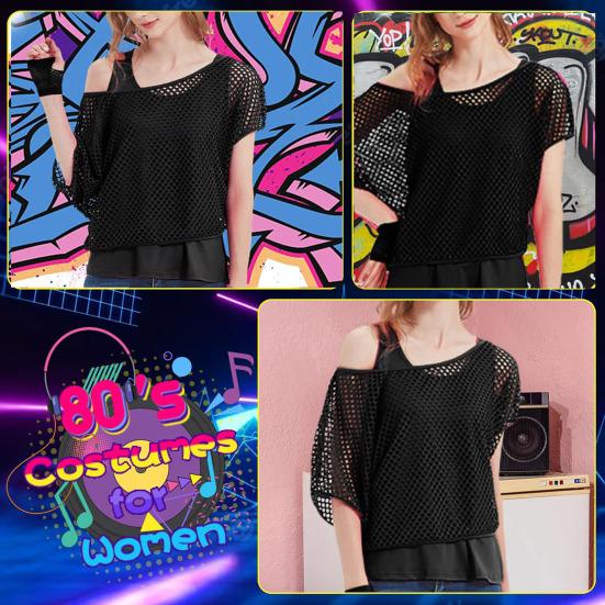 2Pcs/Set Women Mesh Top Vest Set Bright Color O-Neck Short Sleeve Mesh Cropped Tops Racerback Pullover Vest Set