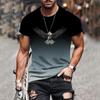 Eagle wing pattern men's T-shirt color gradient 3D printed T-shirt casual short sleeved round neck top street sports T-shirt