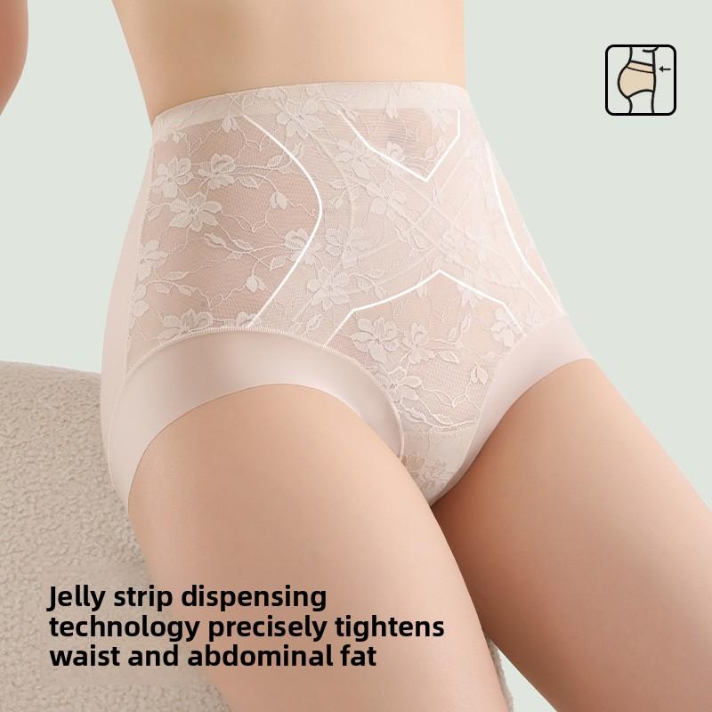 Women's Summer Lace Jacquard 10A Antibacterial High Waist Belly Lift Hip No Trace Breathable Briefs