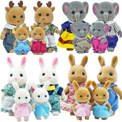 Box Packing Forest Family Reindeer Bunny Panda Animal Simulation Dollhouse Playset Play House Toy Accessories Easter Gift for Kids