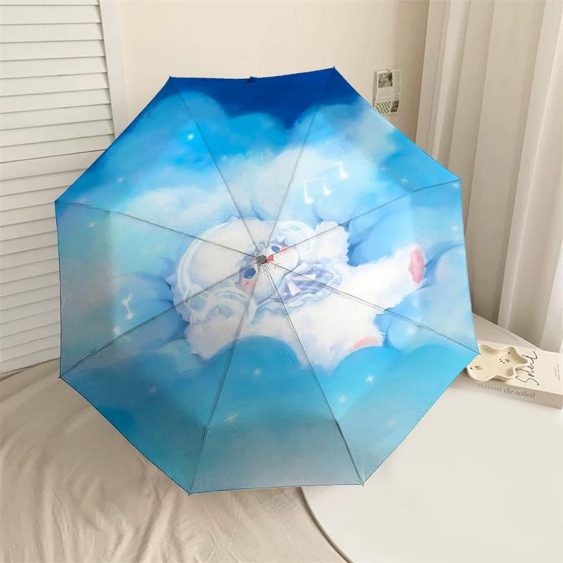 Cloudy Dreams: Cute Bunny Cloud Print Umbrella - Auto Open/Closed, Outdoor Protection, Lightweight & Durable Travel Accessory