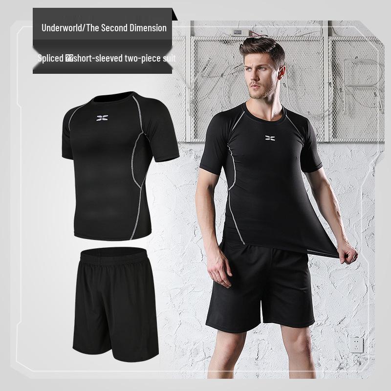 Men's Casual Running Sports Suit with Shorts and Short-Sleeve Top - Ideal for Fitness, Yoga, and Training.