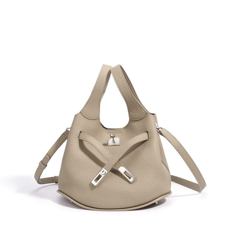 Light luxury commuter handbag bag exquisite first-layer cowhide vegetable basket bag genuine leather spring and summer new shoulder bucket bag
