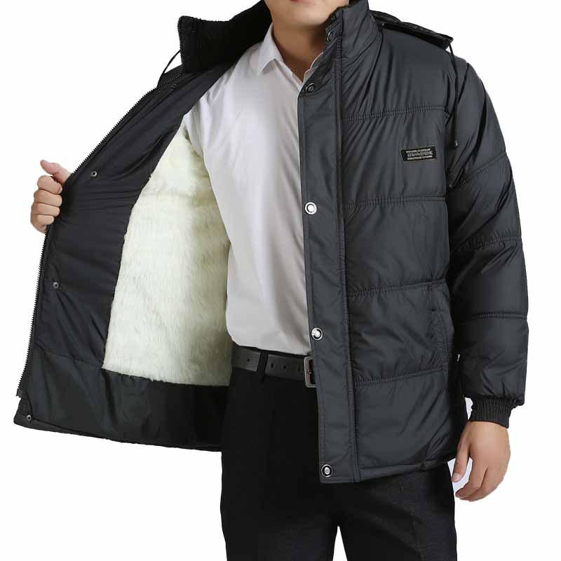 Men's Thick Fleece-Lined Cotton Jacket - Autumn/Winter Style for Middle-Aged & Elderly