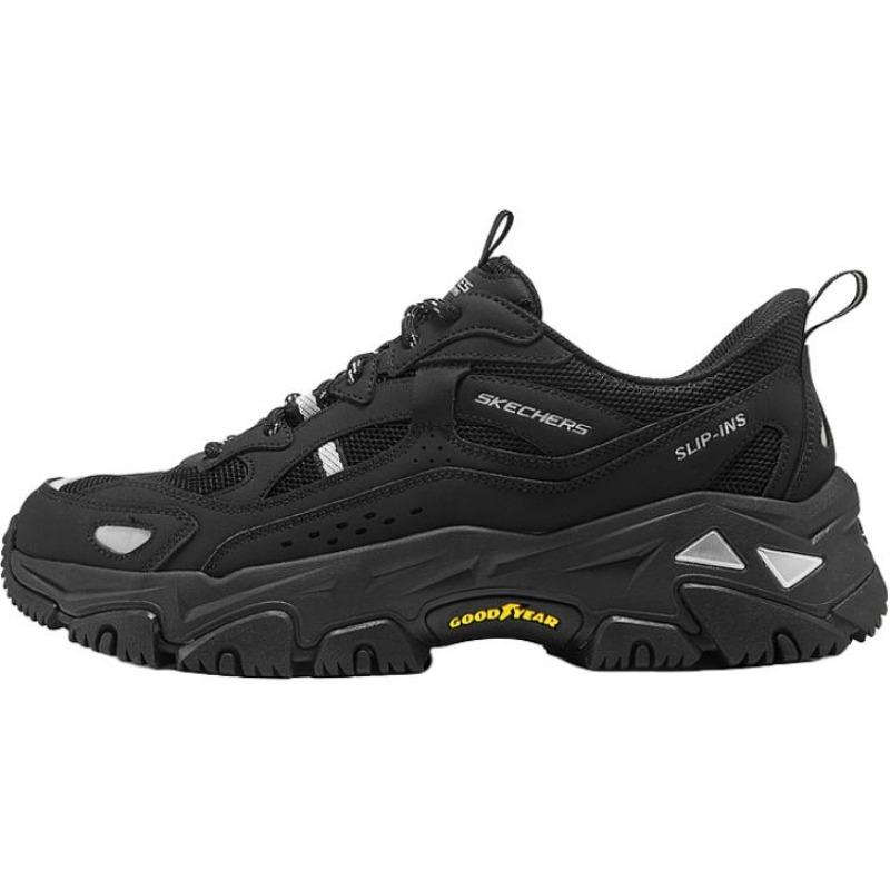 Skechers Men Slip On Light Cushioned Low Top Outdoor Dad Shoes Black 237719-BKSL 42