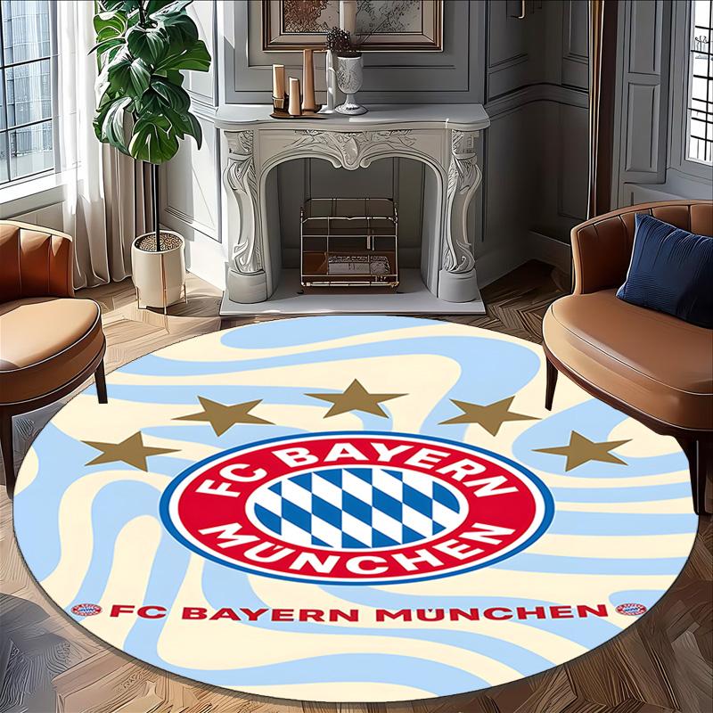 1pc B-Bayern Munich Carpet, Round Rug, Comfortable, Suitable for Entryways, Living Rooms, Office, And Bedrooms, Christmas Decoration