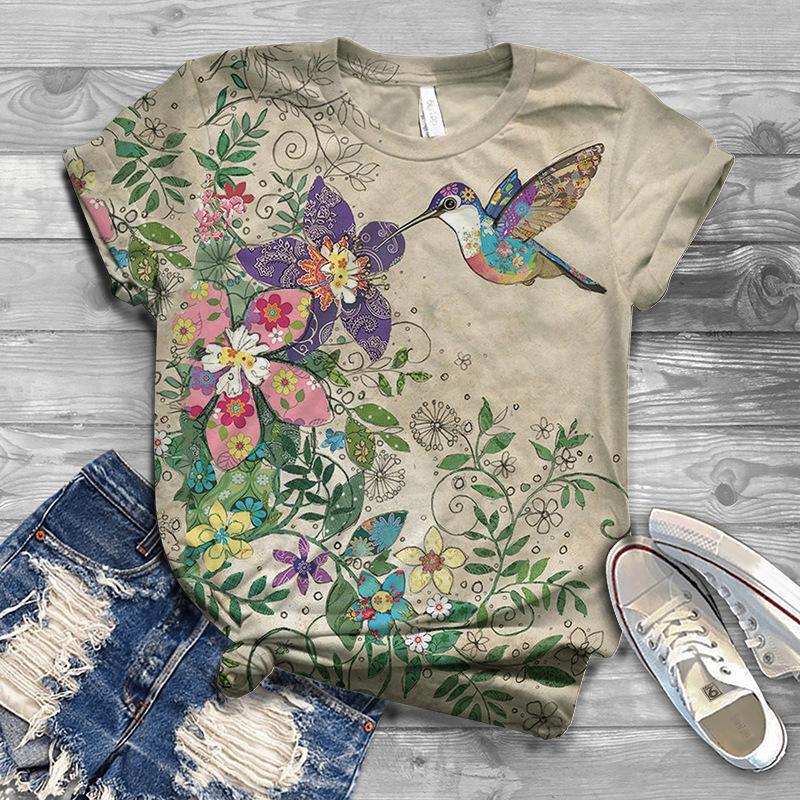 Summer 3D Digital Printed Casual Loose Short Sleeved T-shirt