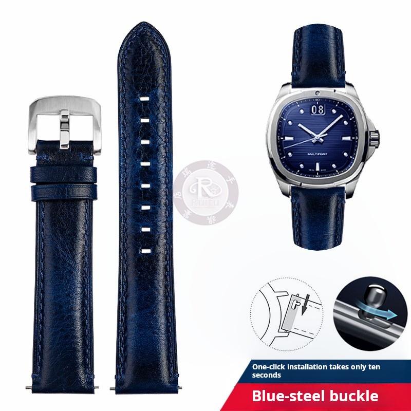 M049 Quick Release Men Genuine Leather Watch Strap 22 For Mido New Multifort TV M049.526 WatchBand Green Blue Retro Cowhide Band