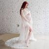 Eyelash Lace Maternity Floor-Length Drawstring Photo Dress 1175