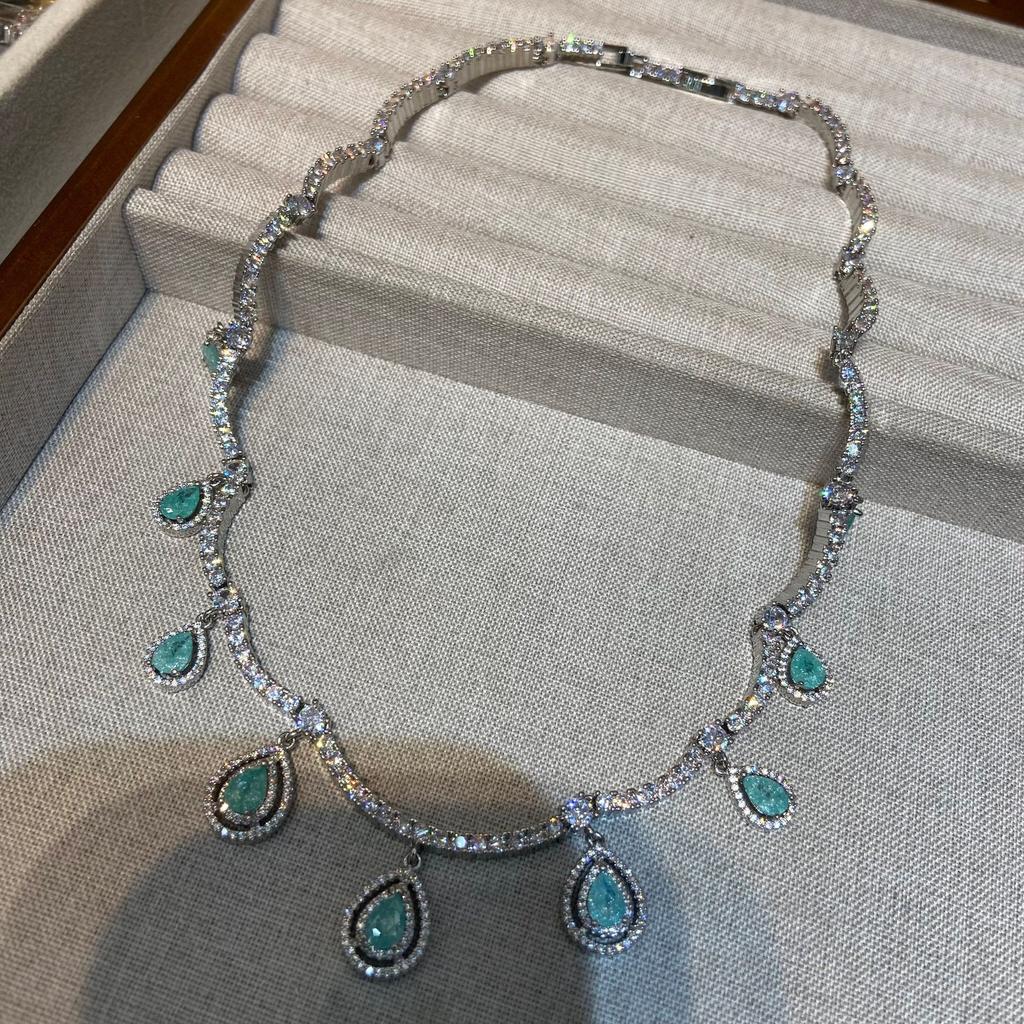 Binghua Zirconium Heavy Industry High-End Jewelry Necklace, Luxury Light Luxury High-End Necklace Earrings