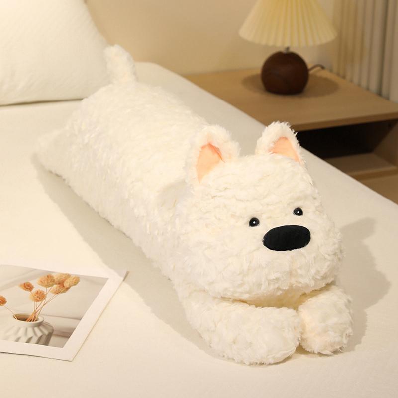 Long Cartoon Animal Plush Throw Pillow Cozy Fabrics Dog Panda Fox Doll Soothing Sleeping Pillow Lovely Home Decor Kids Companion