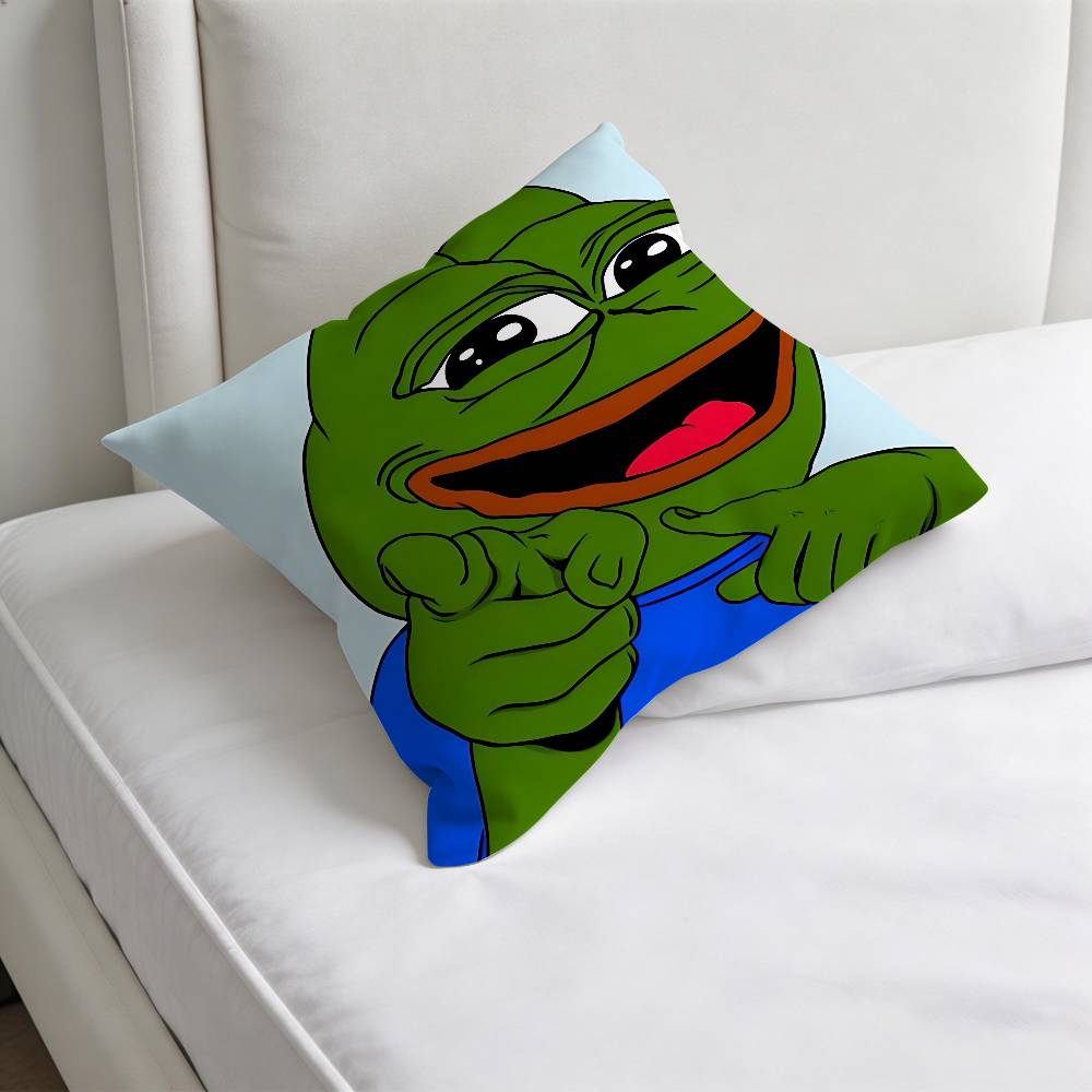Meme Fuuny Frog PPepe Square Pillow Cover Decorative Throw Pillow Case for Sofa Couch Bed Home Car Living Room Decoration