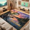 Mountain Landscape Theme Crystal Velvet Floor Rug Personalized Custom Name Text Warm Carpet Home Decoration