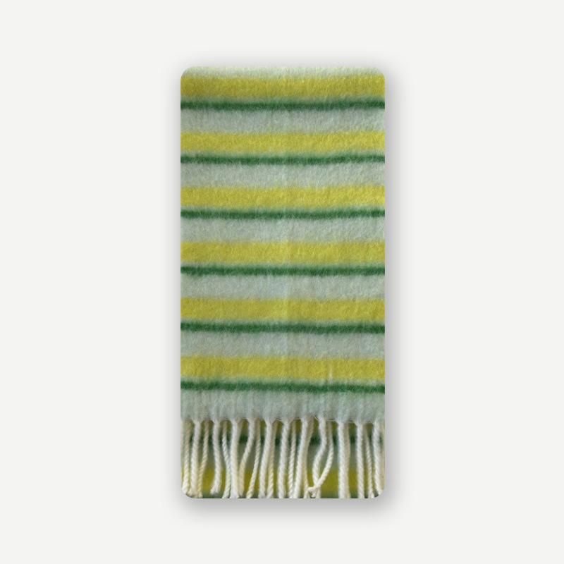 Original Wool Blended Colorful Striped Tassel Scarf for Girls in with Cute Woolen Scarf New Style