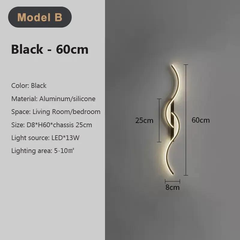 Modern LED Wall Light Long Strip Bedside Lamp TV Background Decorative Indoor Lighting for Bedroom Living Room Home Fixture