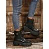 Plus Size 25 Autumn New Lace-up Round Toe Buckle with Platform Short Sore Women's British Style Fashion Trend Martin Boots