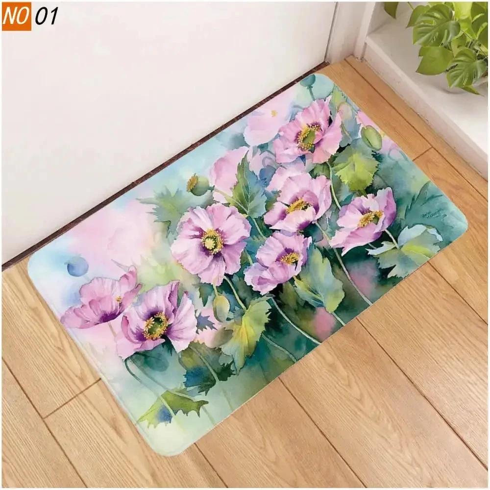 Flower Mat Pastoral 3D Door Floor Rug Anti-slip Home Hallway Bedroom Entrance Carpets Washable Bathroom Porch Decorative Doormat